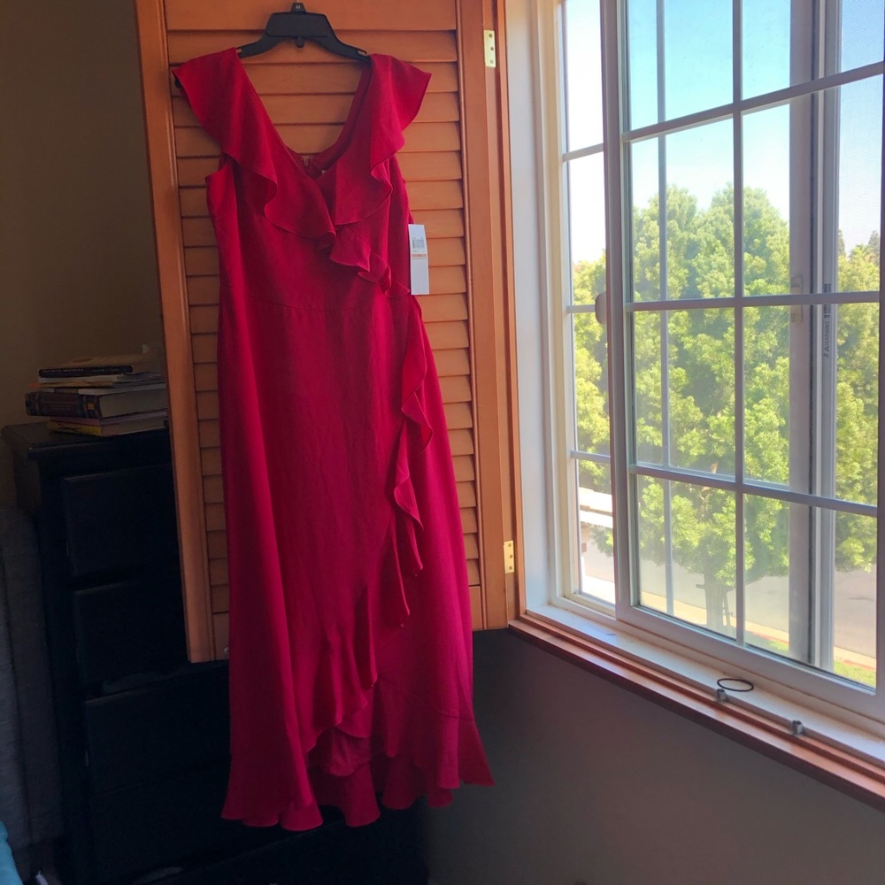 London times chiffon ruffled high-low dress